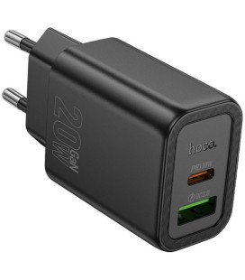 Juodas 1xUSB-A + 1xUSB-C  QC3.0 PD 3A 20W pakrovėjas "Hoco N61"