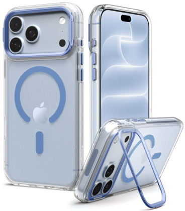Skaidrus (Šviesiai mėlynas) dėklas Apple iPhone 17 Pro Max / 18 Pro Max telefonui "Spigen Ultra Hybrid Optik S Magsafe"