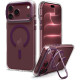 Skaidrus (Burgundy) dėklas Apple iPhone 17 Pro Max / 18 Pro Max telefonui "Spigen Ultra Hybrid Optik S Magsafe"