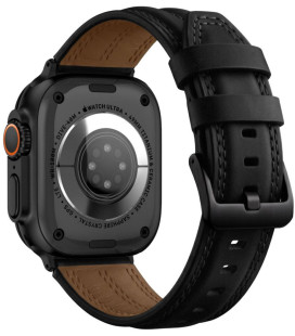 Juoda apyrankė Apple Watch 8 / 9 / 10 / 11 / 12 / SE / Ultra (44 / 45 / 46 / 49 mm) "Tech-Protect Leatherfit Craft"