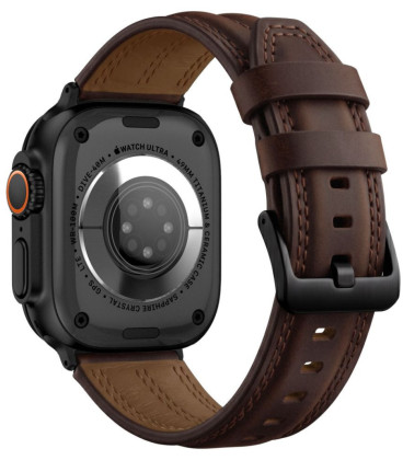 Ruda apyrankė Apple Watch 8 / 9 / 10 / 11 / 12 / SE / Ultra (44 / 45 / 46 / 49 mm) "Tech-Protect Leatherfit Craft"