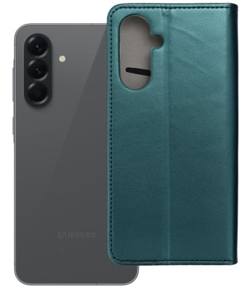Žalias atverčiamas dėklas Samsung Galaxy A56 telefonui "Smart Magneto"