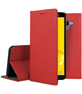 Raudonas atverčiamas dėklas Samsung Galaxy J6 2018 telefonui "Smart Book Magnet"