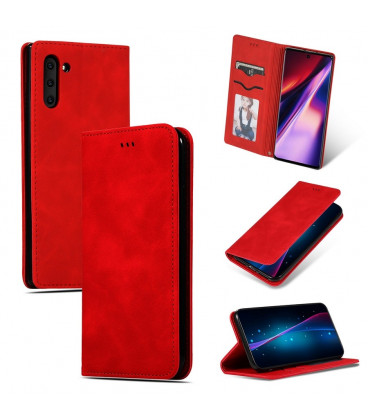 Raudonas atverčiamas dėklas Samsung Galaxy A70 telefonui "Business Style"