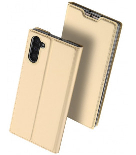Auksinės spalvos atverčiamas dėklas Samsung Galaxy Note 10 telefonui "Dux Ducis Skin"