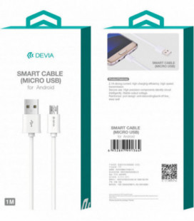 USB kabelis Devia Smart microUSB 2.0m baltas