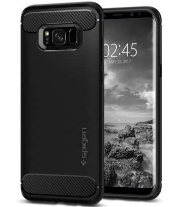 Juodas dėklas Samsung Galaxy S8 telefonui "Spigen Rugged Armor"