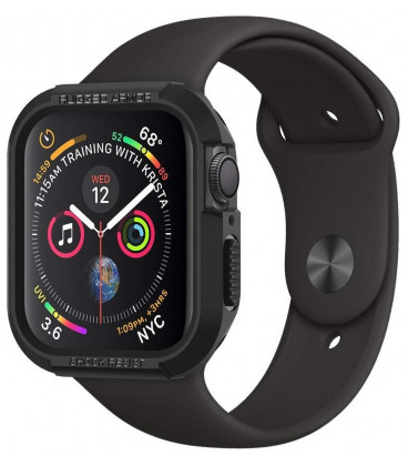Juodas dėklas Apple Watch 4 / 5 / 6 / 7 / SE (44 / 45 mm) laikrodžiui  \