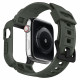 Žalias dėklas Apple Watch 4 / 5 / 6 / 7 / 8 / 9 / SE (44 / 45 mm) laikrodžiui "Spigen Rugged Armor PRO"