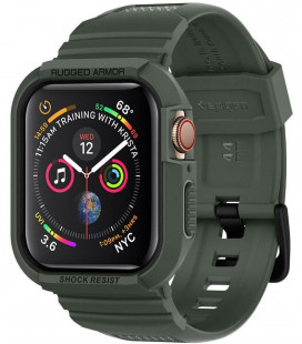 Žalias dėklas Apple Watch 4 / 5 / 6 / 7 / 8 / SE (44 / 45 mm) laikrodžiui "Spigen Rugged Armor PRO"