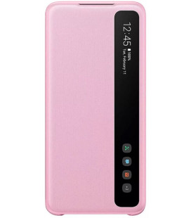 Originalus rožinis atverčiamas dėklas "Clear S-View Case" Samsung Galaxy S20 telefonui "EF-ZG980CPE"