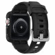 Juodas dėklas Apple Watch 4 / 5 / 6 / 7 / 8 / 9 / SE (44 / 45 mm) laikrodžiui "Spigen Rugged Armor PRO"