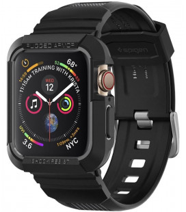 Juodas dėklas Apple Watch  6 / 7 / 8 / 9 / SE 1 / 2 / 3 (44 / 45 mm) laikrodžiui "Spigen Rugged Armor PRO"
