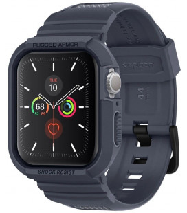 Pilkas dėklas Apple Watch 4 / 5 / 6 / 7 / 8 / 9 / SE (44 / 45 mm) laikrodžiui "Spigen Rugged Armor PRO"