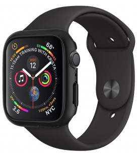 Juodas dėklas Apple Watch 4 / 5 / 6 / SE 1 / 2 / 3 (44 MM) laikrodžiui "Spigen Thin Fit"