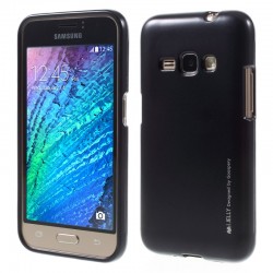 Juodas silikoninis dėklas Samsung Galaxy J1 2016 J120 telefonui "Mercury iJelly Case Metal"