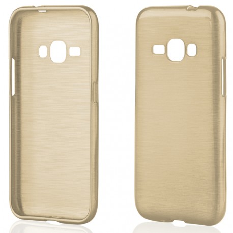 Auksinės spalvos silikoninis dėklas Samsung Galaxy J1 2016 J120 telefonui "Jelly Metallic"