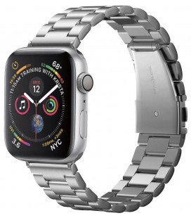 Sidabrinės spalvos apyrankė Apple Watch 8 / 9 / 10 / 11 / 12 / SE / Ultra (44 / 45 / 46 / 49 mm) "Spigen Modern"