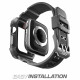 Juodas dėklas Apple Watch 4 / 5 / 6 / 7 / 8 / 9 / SE (44 / 45 mm) laikrodžiui "Supcase Unicorn Beetle Pro"