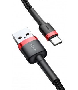 Juodas/raudonas USB - TypeC laidas 200cm "Baseus Cafule"