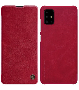 Odinis raudonas atverčiamas dėklas Samsung Galaxy A51 telefonui "Nillkin Qin"