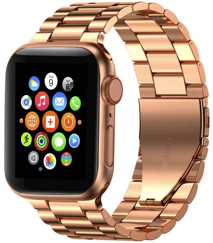 Rausvai auksinės spalvos apyrankė Apple Watch 4 / 5 / 6 / 7 / SE (38 / 40 /  41 mm) laikrodžiui \