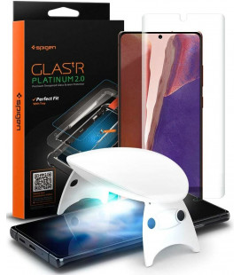Skaidrus apsauginis grūdintas stiklas Samsung Galaxy Note 20 telefonui "Spigen Glas.TR Platinum"