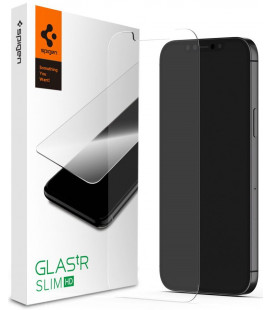 Apsauginis grūdintas stiklas Apple iPhone 12/12 Pro telefonui "Spigen Glas.TR Slim HD"
