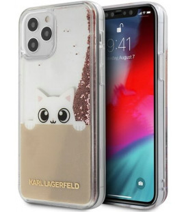 Rožinis dėklas Apple iPhone 12/12 Pro telefonui "KLHCP12MPABGNU Karl Lagerfeld Liquid Glitter Peek a Boo Cover"