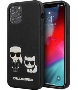 Juodas dėklas Apple iPhone 12/12 Pro telefonui "KLHCP12MPCUSKCBK Karl Lagerfeld PU Karl &Choupette Cover"