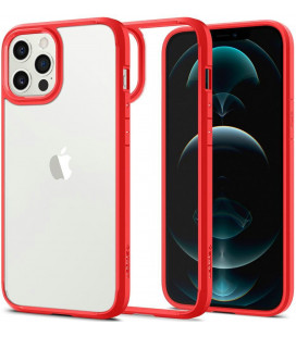 Raudonas dėklas Apple iPhone 12/12 Pro telefonui "Spigen Ultra Hybrid"