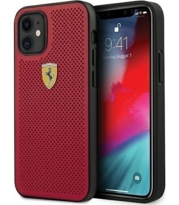 Raudonas dėklas Apple iPhone 12 Mini telefonui "FESPEHCP12SRE Ferrari Off Track Perforated Cover"