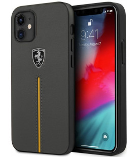 Tamsiai pilkas dėklas Apple iPhone 12 Mini telefonui "FEOMSHCP12SDG Ferrari Off Track Leather Cover"