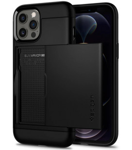Juodas dėklas Apple iPhone 12 Pro Max telefonui "Spigen Slim Armor CS"