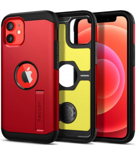 Raudonas dėklas Apple iPhone 12 Mini telefonui "Spigen Tough Armor"