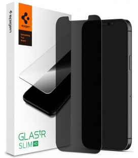 Apsauginis grūdintas stiklas Apple iPhone 12/12 Pro telefonui "Spigen Glas.TR Slim HD Privacy"