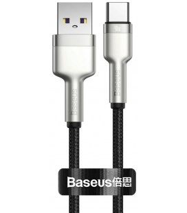 Juodas USB - Type-C laidas 25cm PD40W/5A "Baseus Cafule Metal"