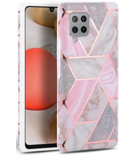 Rožinis dėklas su marmuro efektu Samsung Galaxy A42 5G telefonui "Tech-Protect Marble"