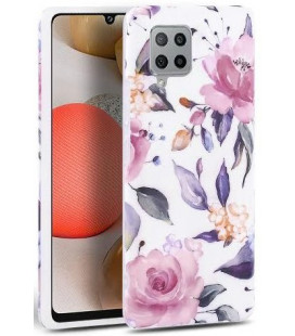 Baltas dėklas Samsung Galaxy A42 5G telefonui "Tech-protect Floral"