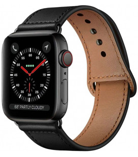 Juoda apyrankė Apple Watch 4 / 5 / 6 / 7 / 8 / 9 / SE / Ultra 1 / 2 (42 / 44 / 45 / 49 mm) laikrodžiui "Tech-Protect Leatherfit"