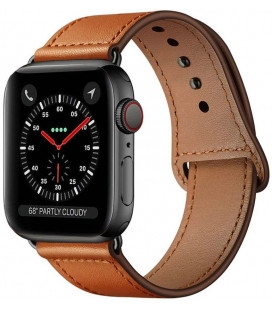 Ruda apyrankė Apple Watch 4 / 5 / 6 / 7 / 8 / 9 / SE / Ultra 1 / 2 (42 / 44 / 45 / 49 mm) laikrodžiui "Tech-Protect Leatherfit"