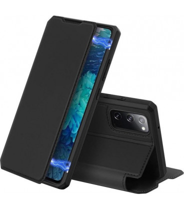 Juodas atverčiamas dėklas Samsung Galaxy S20 FE telefonui "Dux Ducis Skin X"