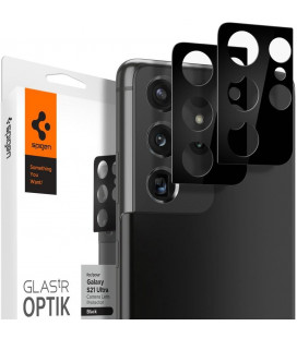 Apsauginis grūdintas stiklas Samsung Galaxy S21 Ultra telefono kamerai apsaugoti "Spigen Optik.TR Camera Lens"