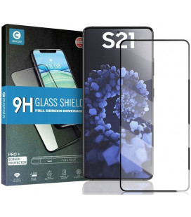 Juodas apsauginis grūdintas stiklas Samsung Galaxy S21 telefonui "Mocolo TG Full Glue"