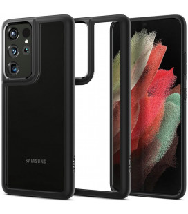 Juodas dėklas Samsung Galaxy S21 Ultra telefonui "Spigen Ultra Hybrid"