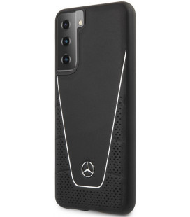 Juodas dėklas Samsung Galaxy S21 Plus telefonui "MEHCS21MCLSSI Mercedes Dynamic Leather Cover"