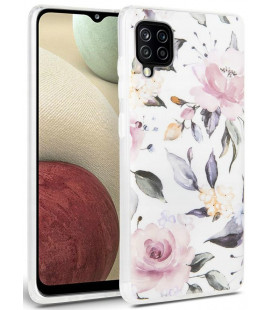 Baltas dėklas Samsung Galaxy A12 2020 / 2021 telefonui "Tech-protect Floral"